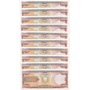 Ecuador, 50.000 Sucres, 1999, UNC, p130d, (Total 10 consecutive banknotes)