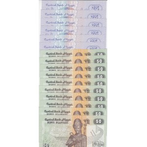 Egypt, 25-50 Piastres, UNC, (Total 16 banknotes)