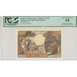 Equatorial African States, 100 Francs, 1963, UNC, p3as, SPECIMEN