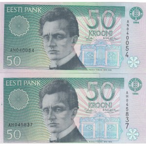 Estonia, 50 Krooni, 1994, UNC, p78a, (Total 2 banknotes)
