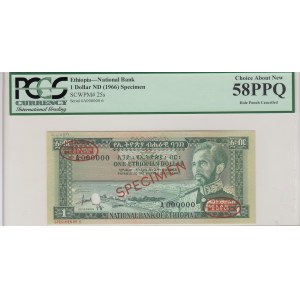 Ethiopia, 1 Dollar, 1966, AUNC, p25s, SPECIMEN