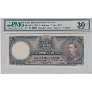 Fiji, 5 Shillings, 1940, VF, p37c