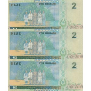 Fiji, 2 Dollars, 2002, UNC, p104a, (Total 3 consecutive banknotes)
