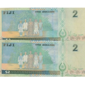 Fiji, 2 Dollars, 2002, UNC, p104a, (Total 2 banknotes)