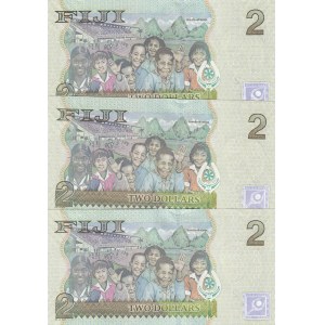 Fiji, 2 Dollars, 2011, UNC, p109b, (Total 3 banknotes)