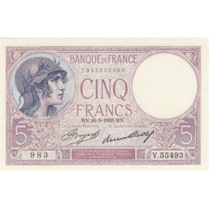 France, 5 Francs, 1933, UNC, p72e