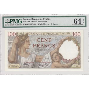 France, 100 Francs, 1939/1942, UNC, p94