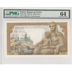 France, 1.000 Francs, 1942-44, UNC, p102