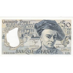 France, 50 Francs, 1988, AUNC, p152d