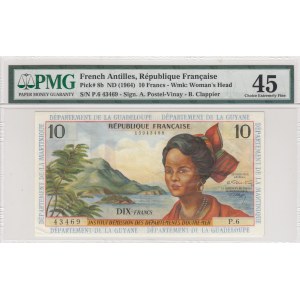 French Antilles, 10 Francs, 1964, XF, p8b