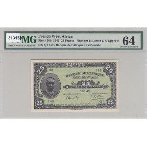 French West Africa, 25 Francs, 1942, UNC, p30b