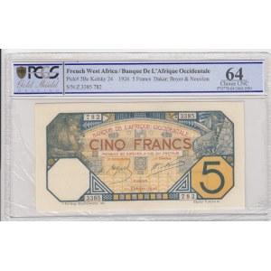 French West Africa, 5 Francs, 1926, UNC, p5Bc