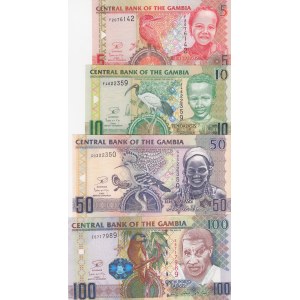 Gambia, 5-10-50-100 Dalasis, 2006, UNC, (Total 4 banknotes)