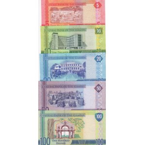 Gambia, 5-10-20-50-100 Dalasis, 2015, UNC, (Total 5 banknotes)