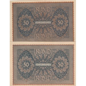 Germany, 50 Mark, 1919, UNC (-), p66, (Total 2 banknotes)