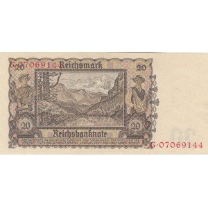 Germany, 20 Reichmark, 1939, AUNC, p186