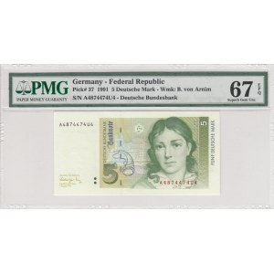 Germany - Federal Republic, 5 Deutsche Mark, 1991, UNC, p37