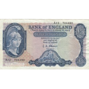 Great Britain, 5 Pounds, 1961, VF, p372a