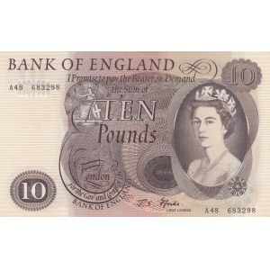 Great Britain, 10 Pounds, 1966/1970, UNC, p376b