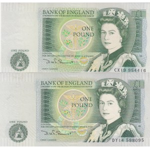 Great Britain, 1 Pound, 1981, UNC, p377b, (Total 2 banknotes)