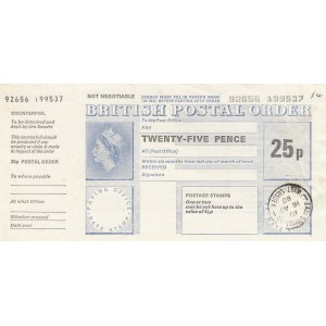 Great Britain, 25 Cent, 1980, UNC, Postal Order