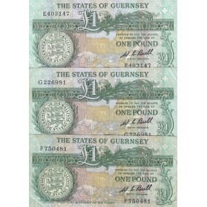 Guernsey, 1 Pound, 1980/1989, VF, p48a, (Total 3 banknotes)
