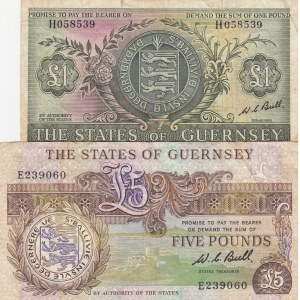 Guernsey, 1969/1980, FINE, p45c, p49a, (Total 2 banknotes)