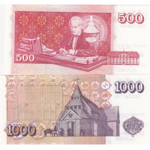 Iceland, 500-1.000 Kronur, 2001, UNC, (Total 2 banknotes)