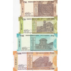 India, 10-20-50-200 Rupees, 2017-2018, UNC, pNew