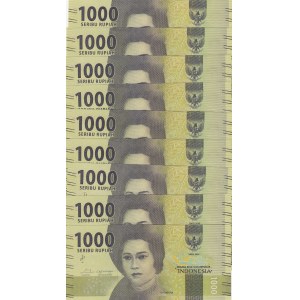 Indonesia, 1.000 Rupiah, 2016, UNC, p154, (Total 9 banknotes)