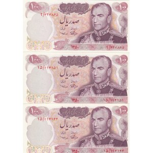 Iran, 100 Rials, 1971, UNC, p98, (Total 3 banknotes)