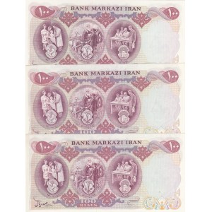 Iran, 100 Rials, 1971, UNC, p98, (Total 3 banknotes)