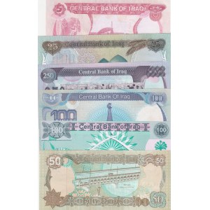 Iraq, 5-20-50-100-100-250 Dinars, 1989/1994, UNC, (Total 6 banknotes)