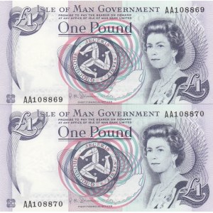 Isle of Man, 1 Pound, 1983, UNC, p40c, (Total 2 consecutive banknotes)