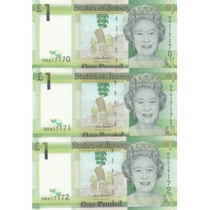 Jersey, 1 Pound, 2010, UNC, p32a, (Total 3 consecutive banknotes)