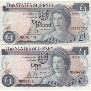 Jersey, 1 Pound, 1976, VF, p111b, (Total 2 banknotes)