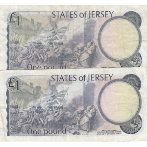Jersey, 1 Pound, 1976, VF, p111b, (Total 2 banknotes)
