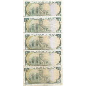 Jersey, 1 Pound, VF, (Total 5 banknotes)