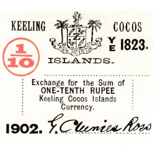 Keelıng Cocos, 1/10 Rupee, 1902, UNC, pS123