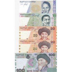 Kyrgyzstan, UNC, (Total 5 banknotes)