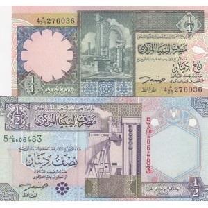 Libya, 1/2 - 1/4 Dinar, UNC, (Total 2 banknotes)