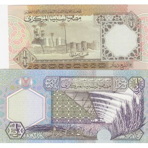 Libya, 1/2 - 1/4 Dinar, UNC, (Total 2 banknotes)
