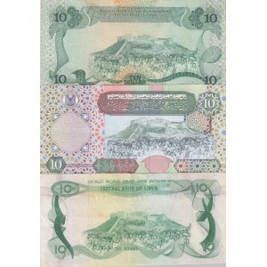 Libya, 10 Dinars, VF, (Total 3 banknotes)