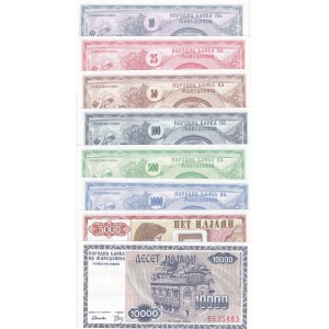 Macedonia, 10-25-50-100-500-1.000-5.000-10.000 Denar, 1992, UNC, (Total 8 banknotes)