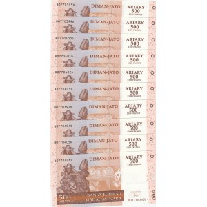 Madagascar, 500 Ariary, 2004, UNC, p95b, (Total 10 banknotes)