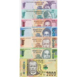 Malawi, 20-50-100-200-500-1.000-2.000 Kwacha, UNC, (Total 7 banknotes)