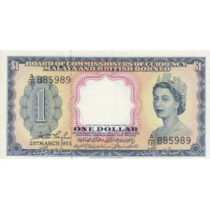 Malaya and British Borneo, 1 Dollar, 1953, XF, p1