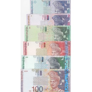 Malaysia, 1-2-5-10-50-100 Ringgit, UNC, (Total 6 banknotes)