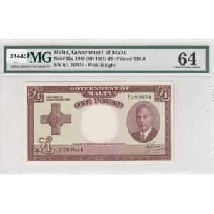 Malta, 1 Pound, 1949, UNC, p22a
