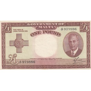 Malta, 1 Pound, 1949, XF, p22a